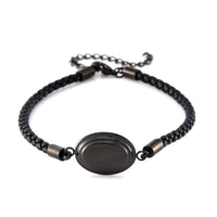 Togtag Bracelet in ION Plated Black Stainless Steel and Genuine Leather (7.50-9.50In)