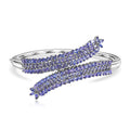 Doorbuster Tanzanite Bypass Leaf Bangle Bracelet in Platinum Over Sterling Silver (6.50 In) 11.00 ctw - Sticky add to cart bar