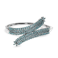 Doorbuster Tanzanite Bypass Leaf Bangle Bracelet in Platinum Over Sterling Silver (6.50 In) 11.00 ctw