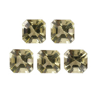 Asscher Cut Green Gold Quartz Set of 5 (Oct 6x6 mm) 5.02 ctw Loose gemstone