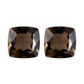 AA Brazilian Smoky Quartz Set of 2 (Cush 6x6 mm) 1.61 ctw Loose gemstone - Sticky add to cart bar