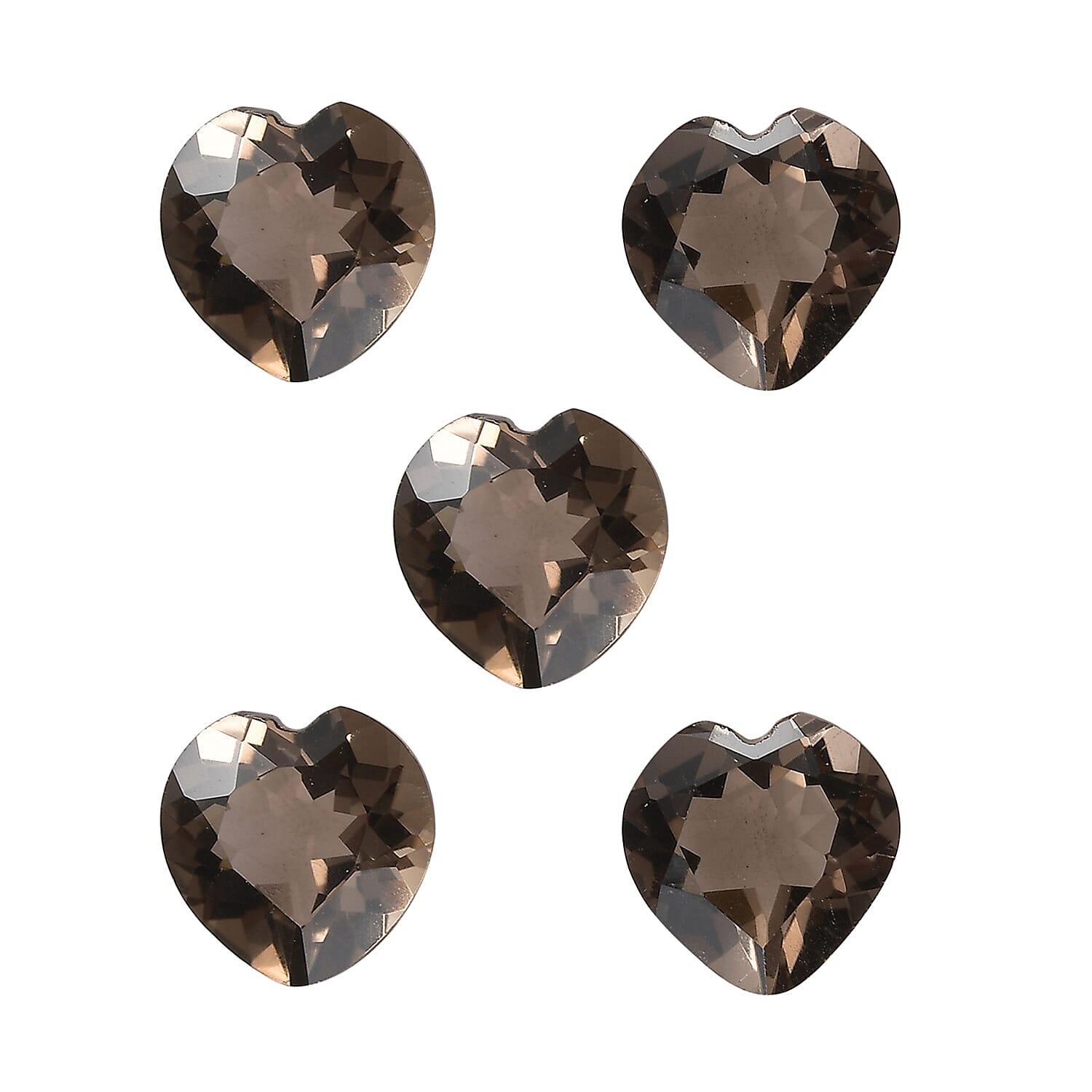 Brazilian Smoky Quartz Set of 5 (Hrt 7 mm) 5.45 ctw Loose gemstone