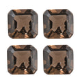 Asscher Cut Brazilian Smoky Quartz Set of 4 (Oct 6x6 mm) 3.69 ctw Loose gemstone - Sticky add to cart bar