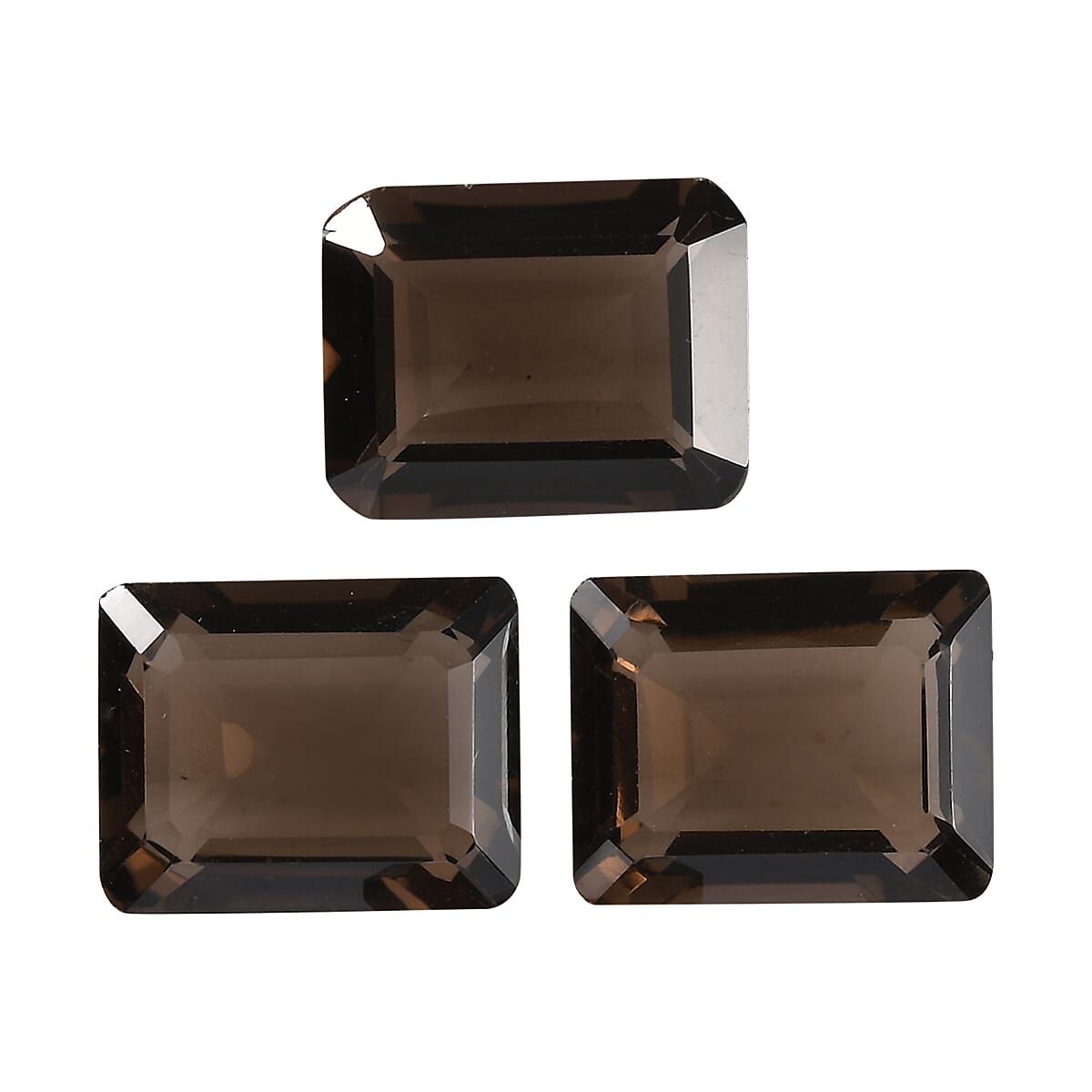 AA Brazilian Smoky Quartz Set of 3 (Oct 9x7 mm) 6.22 ctw Loose gemstone