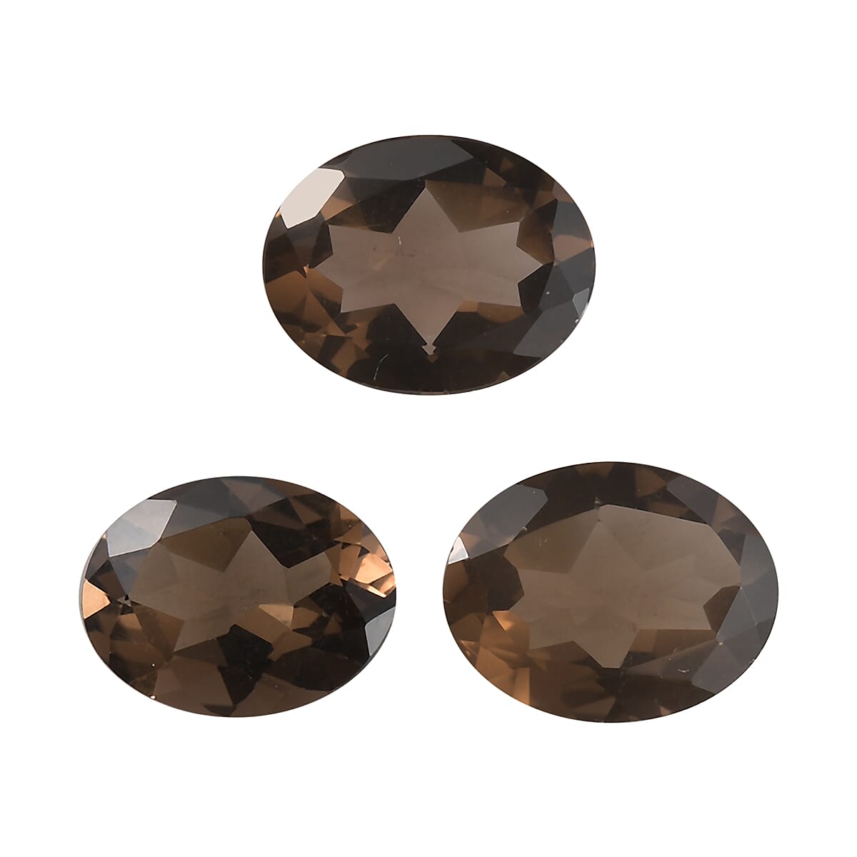 Brazilian Smoky Quartz Set of 3 (Oval 9x7 mm) 4.02 ctw Loose gemstone