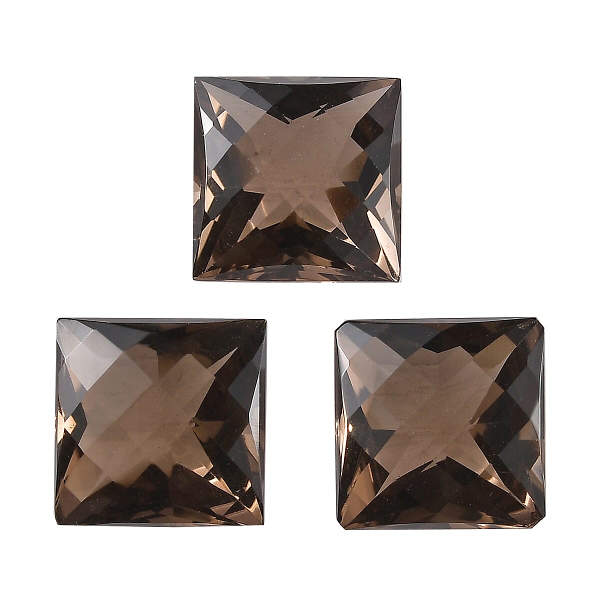 Brazilian Smoky Quartz Set of 3 (Sqr 8 mm) 7.05 ctw Loose gemstone