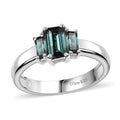 Premium Monte Belo Indicolite 3 Stone Ring in Rhodium Over Sterling Silver (Size 7.0) 1.10 ctw - Sticky add to cart bar