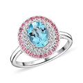 Tony Diniz Collection Certified & Appraised Luxoro 14K White Gold AAA Santa Maria Aquamarine and Pink Spinel, Diamond (G-H, I2) (0.18 cts) Ring (Size 10.0) (4.50 g) 2.25 ctw - Sticky add to cart bar