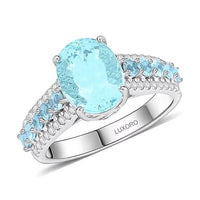 Certified & Appraised Luxoro 14K White Gold AAA Santa Maria Aquamarine and G-H I2 Diamond Ring 4.56 Grams 3.20 ctw