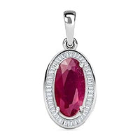 African Ruby and White Diamond Pendant in Rhodium Over Sterling Silver 3.22 ctw