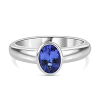 Tanzanite 1.00 ctw Ring in Platinum Over Sterling Silver (Size 9)
