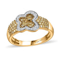 Natural Yellow Diamond I3 and Diamond Butterfly Ring in 18K Vermeil Yellow Gold Over Sterling Silver 0.50 ctw (Del. in 8-10 Days) - Sticky add to cart bar