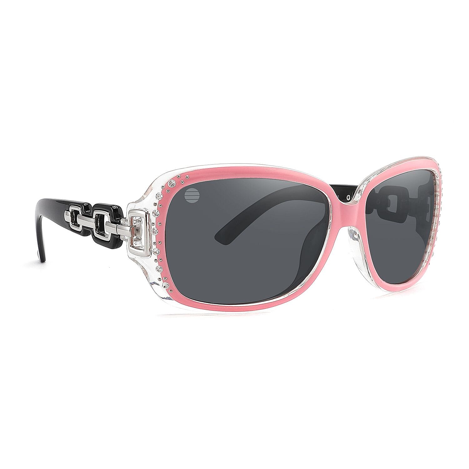 SolarX Black Fashion Linked Polarized Sunglasses with Rhinestones