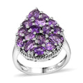 Premium Uruguayan Amethyst, White Zircon Cluster Ring in Platinum Over Sterling Silver (Size 10.0) - Sticky add to cart bar