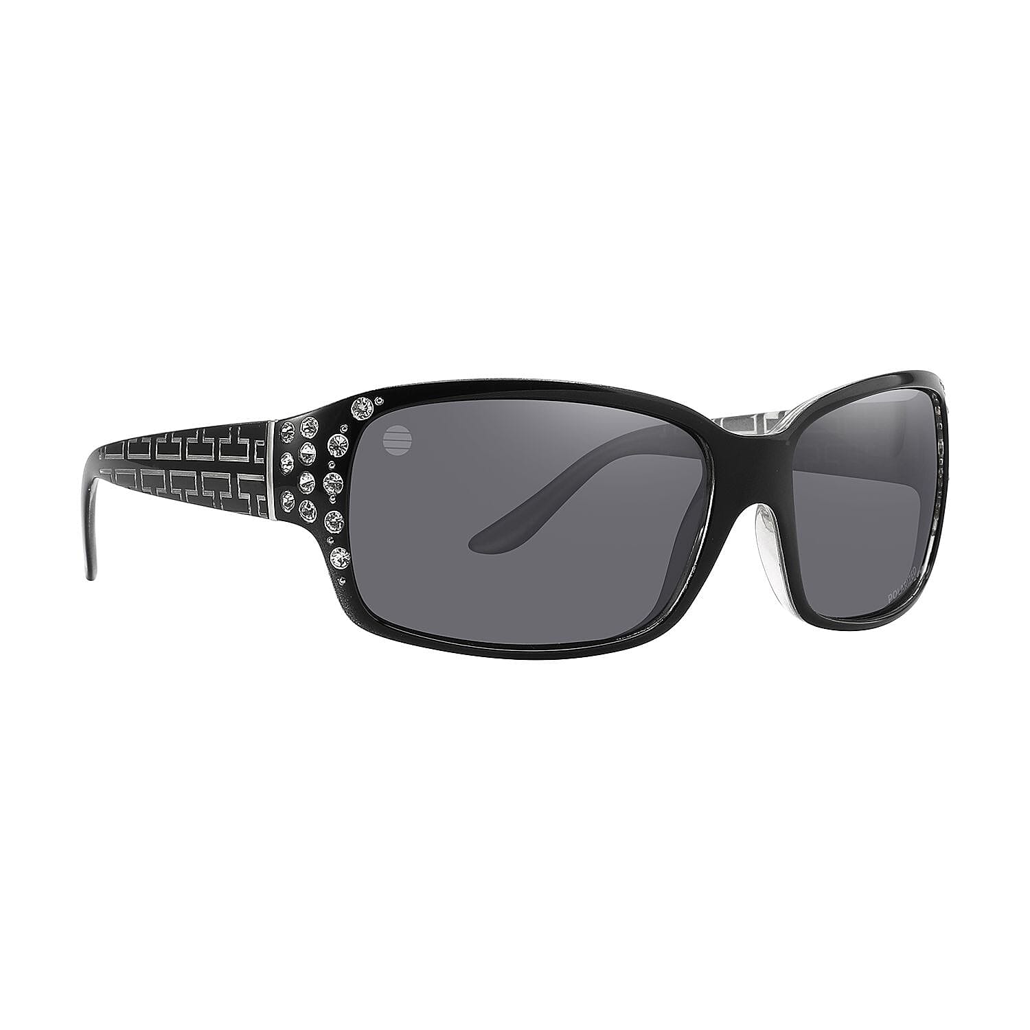 SolarX Black Greek Pattern UV400 Protection Sunglasses with Rhinestones