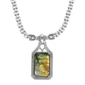 Malagasy Labradorite Men's Necklace (18 Inches) in Stainless Steel 45.15 ctw - Sticky add to cart bar