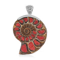 Ammonite and Sponge Coral Pendant in Sterling Silver 30 Grams - Sticky add to cart bar