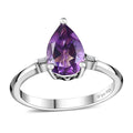Premium Moroccan Amethyst and White Zircon Statement Ring in Rhodium Over Sterling Silver (Size 10.0) 1.25 ctw - Sticky add to cart bar