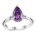 Premium Uruguayan Amethyst, White Zircon Ring in Platinum Over Sterling Silver (Size 10.0) - Sticky add to cart bar