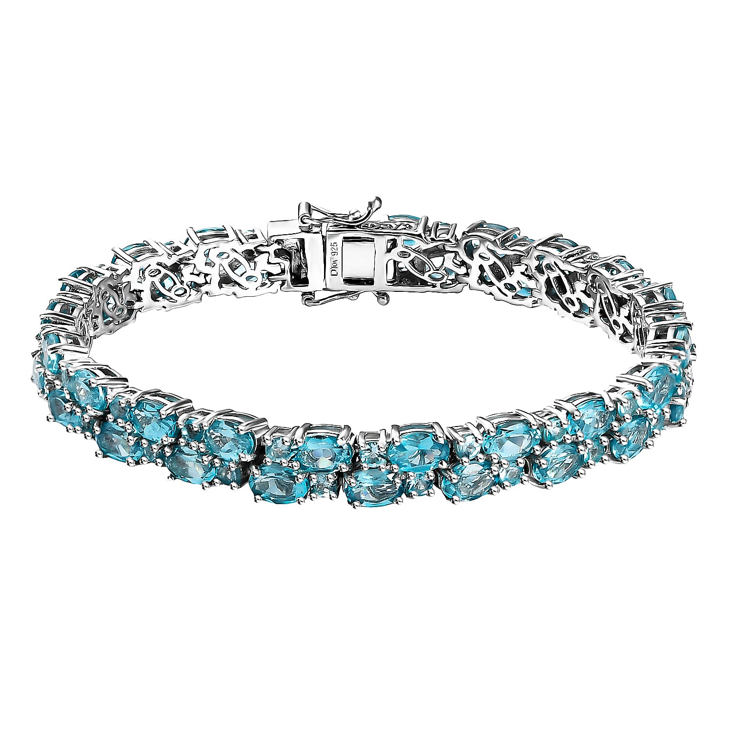 TLV Madagascar Paraiba Apatite Bracelet in Platinum Over Sterling Silver (6.50 In) 19.70 ctw