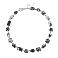 Karis Malagasy Labradorite and Thai Black Spinel Paper Clip Chain Jaguar Necklace 18-20 Inches in 18K YG Plated 66.50 ctw