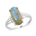 Malagasy Labradorite Solitaire Ring in Sterling Silver 5.90 ctw - Sticky add to cart bar