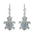 GP Trionfo Collection: Special Sealife Apatite and Multi Gemstone Lever Back Turtle Earrings in Rhodium Over Sterling Silver 1.75 ctw - Sticky add to cart bar