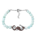 GP Larimar and Multi Gemstone Seahorse Bracelet in Rhodium Over Sterling Silver (6.50-8.0In) 59.50 ctw - Sticky add to cart bar