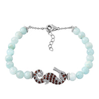 GP Larimar and Multi Gemstone Seahorse Bracelet in Rhodium Over Sterling Silver (6.50-8.0In) 59.50 ctw