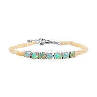 Ethiopian Welo Opal 7.68 ctw Bracelet in Platinum Over Sterling Silver (7.00 In)