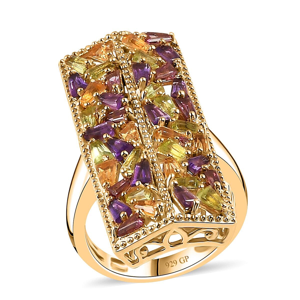 GP Multi Gemstone Ring in 18K Vermeil YG Over Sterling Silver (Size 5.0) 2.50 ctw