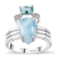GP Premium Larimar, Multi Gemstone Ring in Rhodium Over Sterling Silver (Size 10.0) 4.65 ctw - Sticky add to cart bar