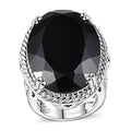 Thai Black Spinel Ring in Rhodium Over Sterling Silver (Size 7.0) 53.75 ctw - Sticky add to cart bar