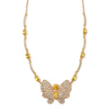 TLV Yellow Glass, Austrian Crystal Butterfly Necklace (20-22 Inches) and Earrings in Goldtone - Sticky add to cart bar