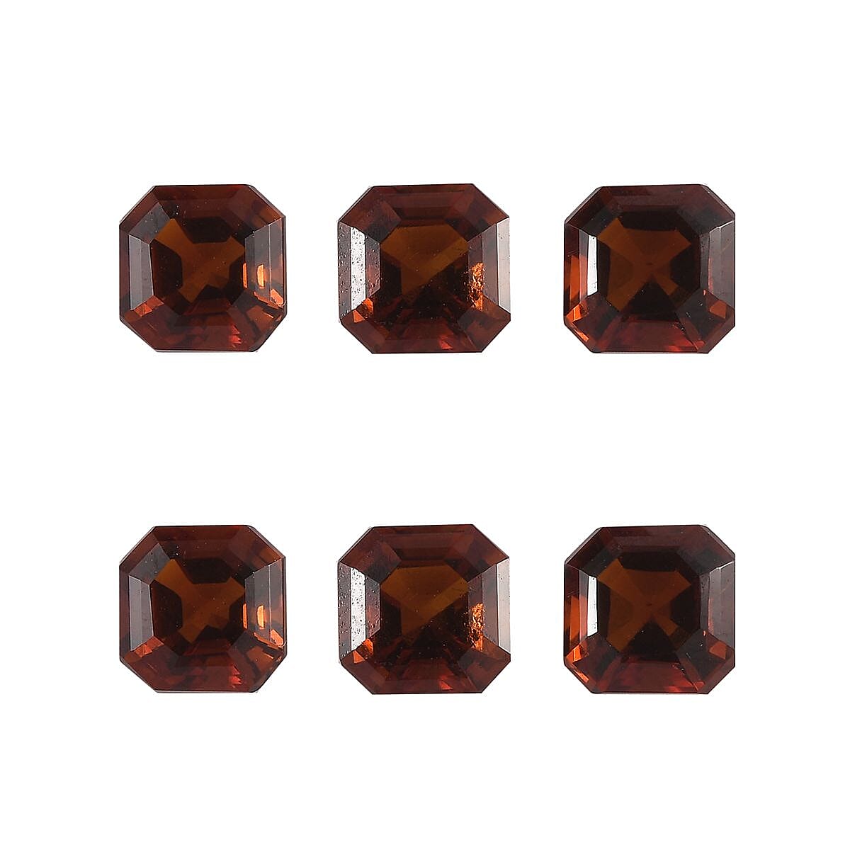 Asscher Cut AA Brazilian Cherry Citrine Set of 6 (Oct 6x6 mm) 5.20 ctw Loose Gemstone