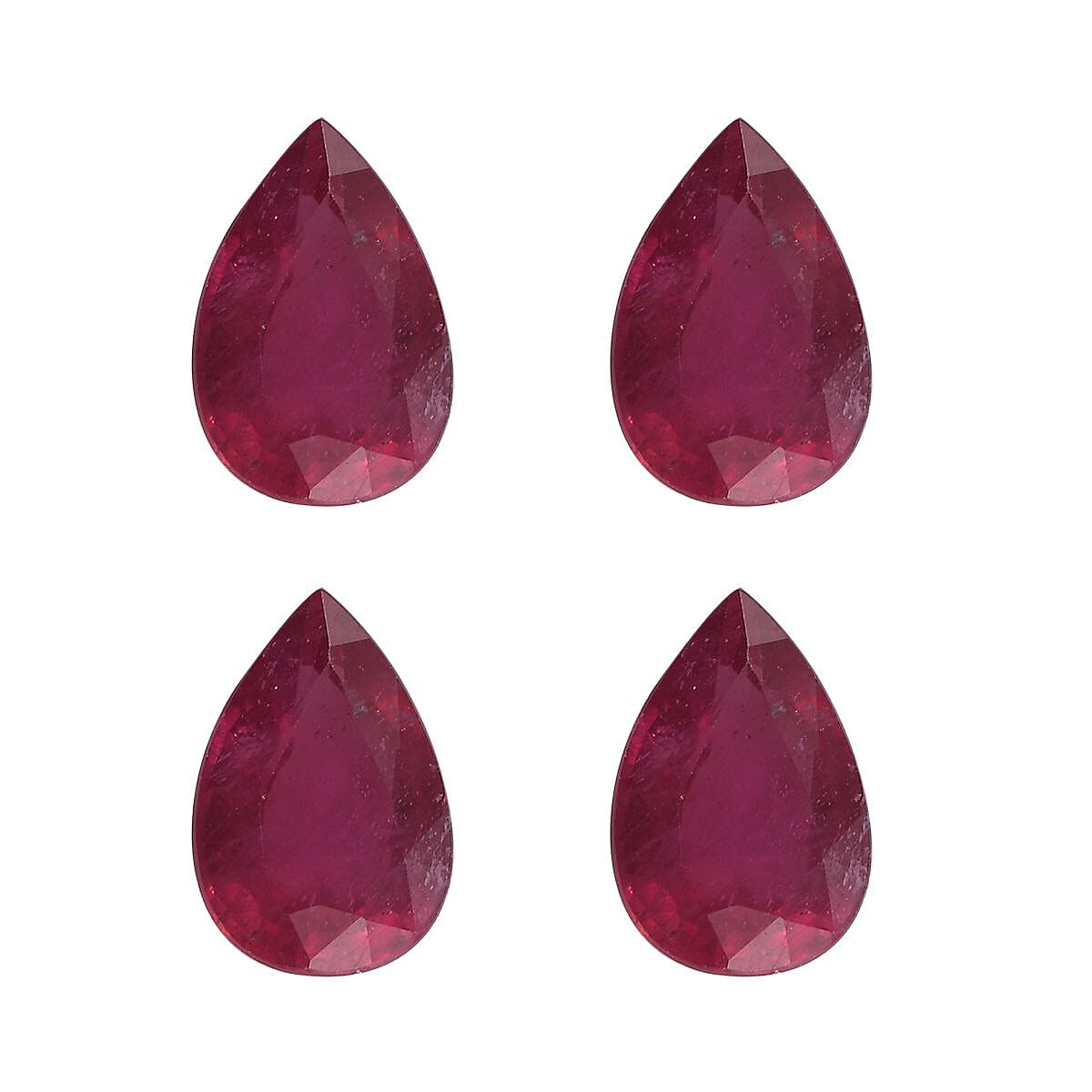 AA Niassa Ruby (FF) Set of 4 (Pear 9x6 mm) 6.20 ctw Loose gemstone