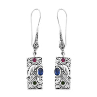 Bali Legacy Blue Kyanite and Multi Gemstone 1.85 ctw Earrings in Sterling Silver