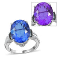 Epic Deal Color Change Fluorite (IR), Blue Diamond (IR), Diamond (0.20 cts) Ring in Rhodium Over Sterling Silver (Size 10.0) 11.35 ctw - Sticky add to cart bar