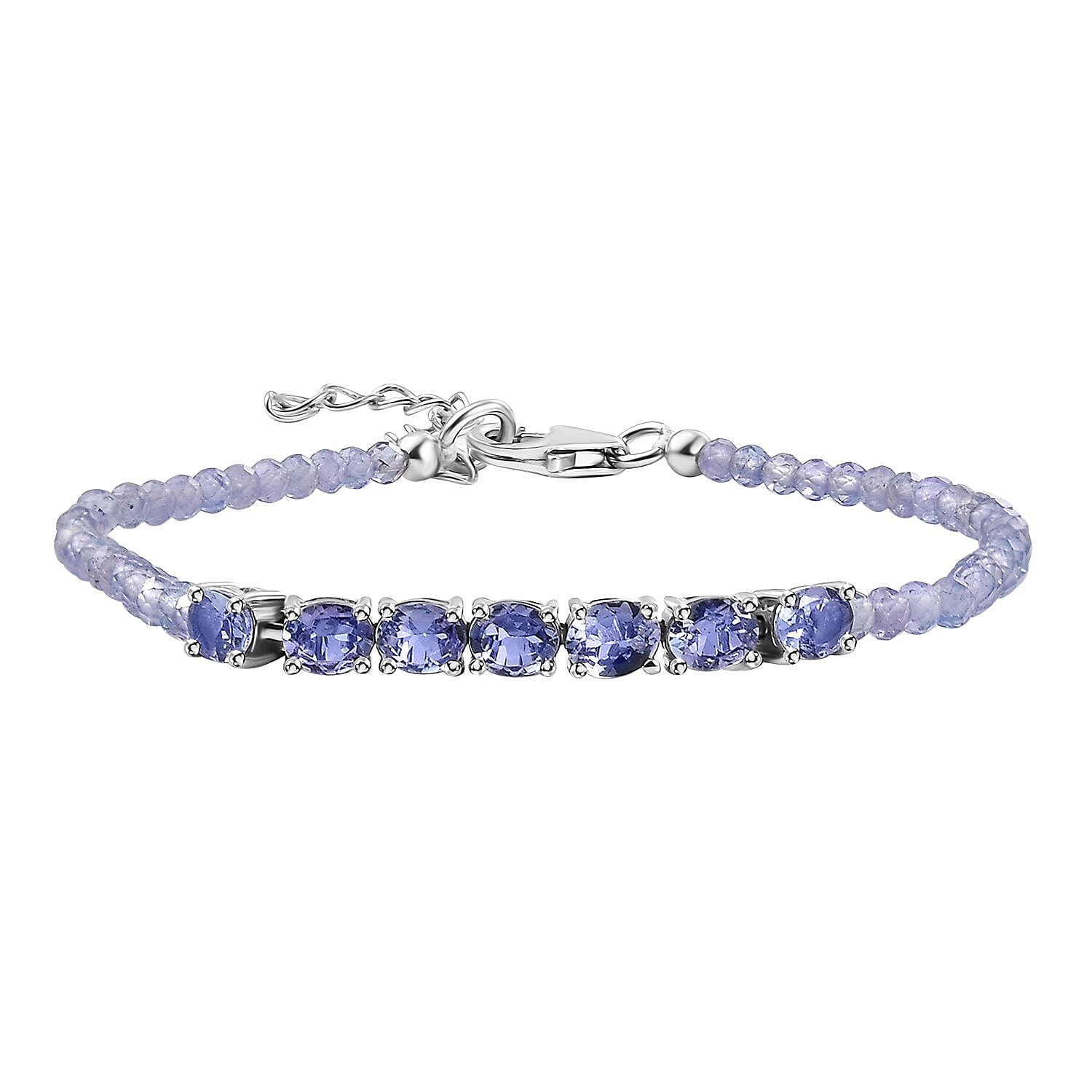 Tanzanite Bracelet in Platinum Over Sterling Silver (6.50-8.00In) 9.75 ctw
