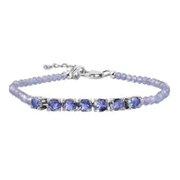 Tanzanite Bracelet in Platinum Over Sterling Silver (6.50-8.00In) 9.75 ctw