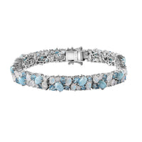 Larimar and Multi Gemstone Bracelet in Platinum Over Sterling Silver (7.25 In) 19.30 ctw