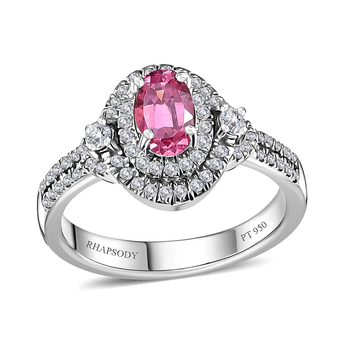 Rhapsody 950 Platinum AAAA Mahenge Spinel, Diamond (E-F, VS) (0.40 cts) Ring (Size 6.0) (6.65 g) 1.15 ctw