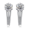 Moissanite (Rnd 8mm), Ofiki Rubellite Earrings in Platinum Over Sterling Silver 3.90 ctw - Sticky add to cart bar
