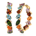 D'Joy Multi Gemstone 12.25 ctw Rainbow Meadow Hoop Earrings in 14K Vermeil Yellow Gold Over Sterling Silver - Sticky add to cart bar