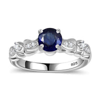 Masoala Sapphire (D) and White Zircon 1.50 ctw Ring in Rhodium Over Sterling Silver (Size 11.5)
