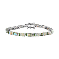 Premium Ethiopian Welo Opal and Chrome Diopside Bracelet in Platinum Over Sterling Silver (6.50 In) 6.35 ctw