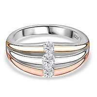 Moissanite 0.37 ctw 3 Stone Ring in Sterling Silver (Size 11.5)