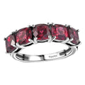 Tanzanian Wine Garnet 5 Stone Ring in Rhodium Over Sterling Silver (Size 10.0) 3.70 ctw - Sticky add to cart bar