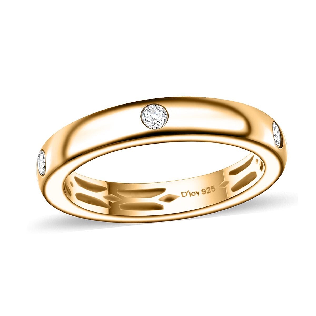 Moissanite Band Ring in 18K Vermeil YG Over Sterling Silver (Size 10.0) 0.15 ctw