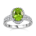 Peridot, White Zircon Ring in Platinum Over Sterling Silver (Size 10.0) 2.60 ctw - Sticky add to cart bar
